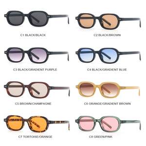 Lunettes de soleil carrées vintage colorées personnalisées avec logo 2025, verres dégradés UV400, petite monture ovale pour hommes et femmes - Product Image 3