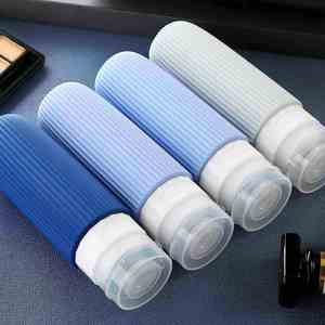 Ensemble de bouteilles de voyage en silicone rechargeables, anti-fuite, avec logo personnalisé OEM, 90 ml/3 oz, pour articles de toilette - Product Image 4
