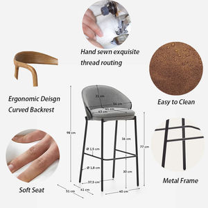 Tabouret de <span class=keywords><strong>Bar</strong></span> de Luxe en Métal de Style Nordique pour Cuisine avec Dossier Incurvé Moderne Chaise Haute de Café pour <span class=keywords><strong>Bar</strong></span> - Product Image 6