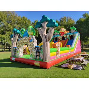 Parcours d'obstacles gonflable Dinosaures de la <span class=keywords><strong>Jungle</strong></span> avec toboggan, <span class=keywords><strong>jeu</strong></span> de défi pour fêtes d'enfants en extérieur - Product Image 1