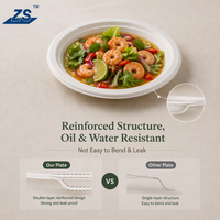 Assiettes jetables en bagasse ZS 23 cm (9 pouces) 100 % compostables, biodégradables et respectueuses de l'environnement