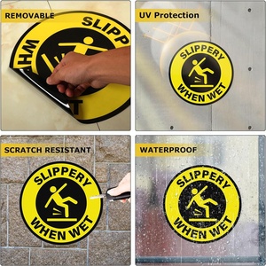 ป้ายเตือนพื้นเปียก ขนาด 12 นิ้ว ไวนิลแบบลอกออกได้ ติดด้วยตัวเอง สติ๊กเกอร์เตือนความปลอดภัยพื้นเปียก - Product Image 4
