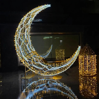 Decoración Gigante para Eid, Motivo de Luna y Estrella de Ramadán, Estructura Soldada en 3D para Centro Comercial