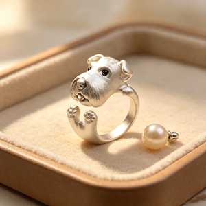 Originele handgemaakte Bijoux Schnauzer hond open <span class=keywords><strong>ring</strong></span> verzilverd dier puppy verstelbare mode ringen sieraden voor vrouwen - Product Image 2