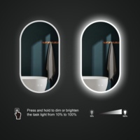 Miroir de courtoisie de salle de bain à LED ovale de style moderne sans cadre, anti-buée, rétroéclairé par capteur tactile, interrupteur mural pour miroir de bain