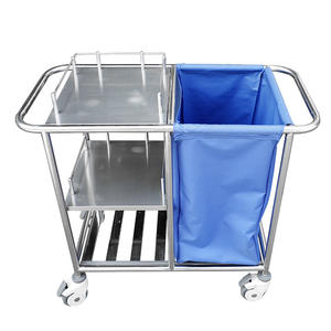 Rvs Praktische Ziekenhuis Gebruikt Beweegbare Vuile Wasmand Verzamelen <span class=keywords><strong>Trolley</strong></span> Met Planken - Product Image 6