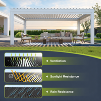 Moderne Aluminium-Lamellenpergola Bioklimatische Einziehbare Wasserdichte Dachkonstruktion für Außenbereich Villa Garten Maßgefertigt Fernbedienung
