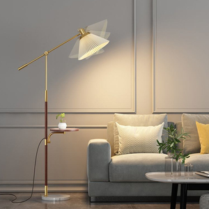 Lámpara de pie Vintage americana, lámpara <span class=keywords><strong>articulada</strong></span> de almacenamiento plisado, mesita de noche, sala de estar, mesa de café, Lámpara decorativa de suelo - Product Image 6