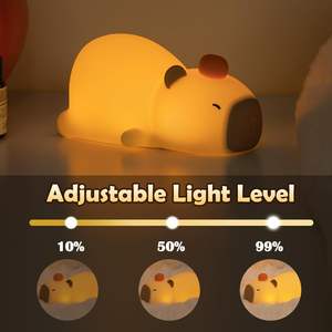 Regalo de cumpleaños Kawaii Squishy Lying Flat Capybara Night Light Recargable Silicone Capibara Lamp Tap RGB Capybara Nursery Light - Product Image 3