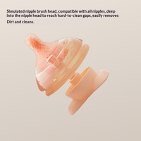 Kit de brosses en silicone 3-en-1 pour biberons, nettoyeur portable pour sucettes et pailles, base de support, brosse de nettoyage profond à 360° pour tasses