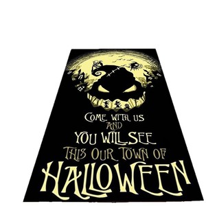 Alfombra rectangular con diseño de calavera de Halloween, fibra de poliéster, decoración interior, resistente a las manchas, antideslizante, fácil de limpiar, alfombra para dormitorio - Product Image 1