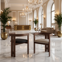 Chaise de salle à manger en laiton de luxe contemporain, tissu noir, forme tonneau, pour hôtel et restaurant