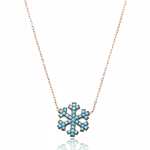 Nano Turquoise Stone Snowflake Charm Style Minimalist DesignTurkish Wholesale Sterling <b>Silver</b> Pendant - Product Image 2