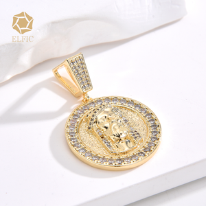 Colgante Elfic Hip Hop Chapado en Oro de 14K con Circonitas de <span class=keywords><strong>San</strong></span> <span class=keywords><strong>Benito</strong></span>/Virgen María, Dije Religioso de Zircón, Accesorio de Joyería al Por Mayor - Product Image 6