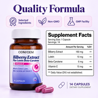 OEM ODM Extrait de Myrtille Lutéine Bêta-Carotène Vitamine E Capsules Nutrition Oculaire Quotidienne Compléments Alimentaires Marque Privée Vente en Gros
