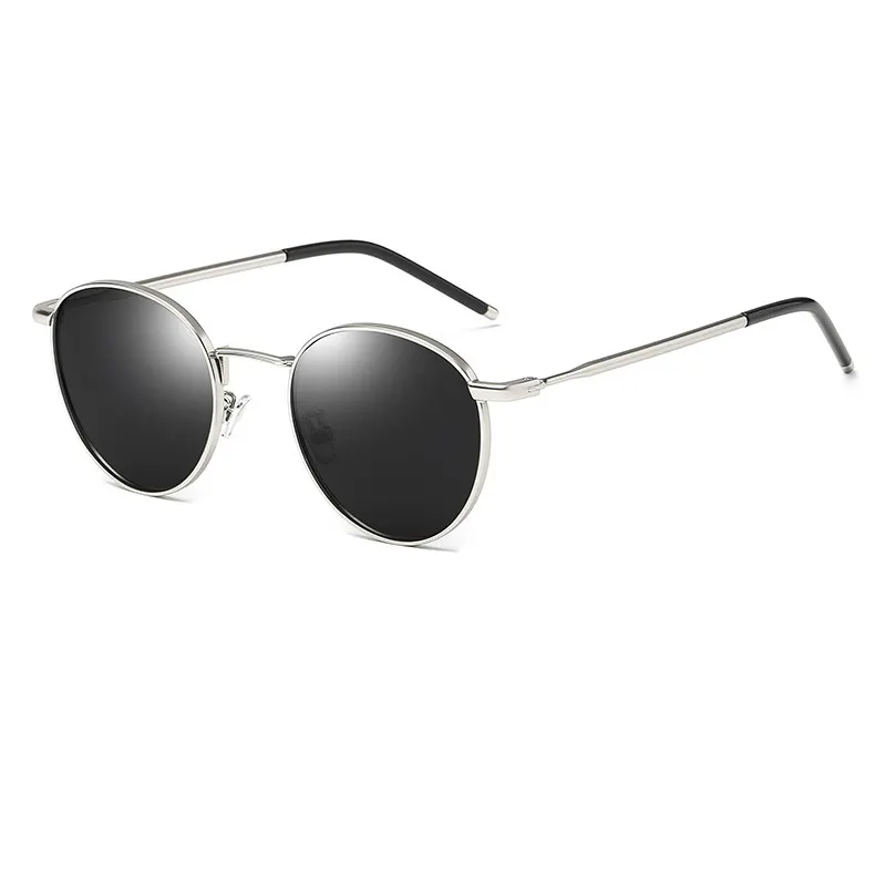 2023 fashion newest round lens Polarized Sun Glasses Luxury Brand wholesale Sunglasses Men Women Vintage Retro metal temple