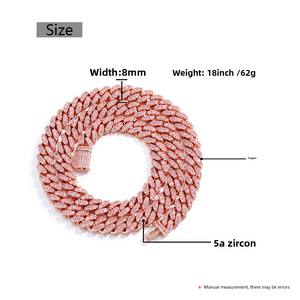 ユニセックス8mm単列アイスダイヤモンドリンクチェーンネックレスヒップホップスタイル18K金メッキ銅プロングセッティングジルコン - Product Image 6