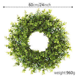Lussuosa Ghirlanda Decorativa da 60cm per Porta e Finestra Ghirlanda Artificiale di Bosso ed Eucalipto Fiori Decorativi e Piante - Product Image 6