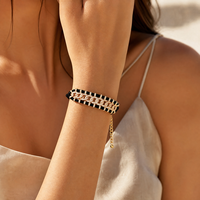 Bracelet tressé en cuivre plaqué or 18 carats micro-pavé CZ réglable fait main pour femme – Bijoux de mode, bracelets et joncs