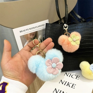Fur Pom Ball Suave Felpa Mickey Mouse-en forma de Flor Llavero - Product Image 5