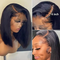 Perruques Bob Courtes en Cheveux Naturels Vietnamiens 13x4, Dentelle Transparente HD 4x4, Vente en Gros à Prix Abordable pour Femmes Noires