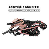 Poussette compacte pour bébé, pliable, légère, avec dossier réglable, capote, porte-gobelet et panier de rangement