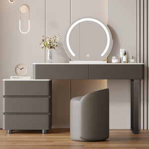 New Arrival Cream Style Solid Wood Extendable Makeup <strong>Dressing</strong> <strong>Table</strong> with Modern <strong>LED</strong> Lighted <strong>Mirror</strong> for Bedroom and School - Product Image 4