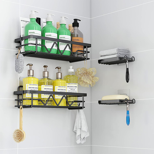 Estante de <span class=keywords><strong>Baño</strong></span> Autoadhesivo Negro, 2 Unidades, Organizador de Ducha, Cesta de Almacenamiento <span class=keywords><strong>para</strong></span> Ducha <span class=keywords><strong>Sin</strong></span> Perforaciones - Product Image 1