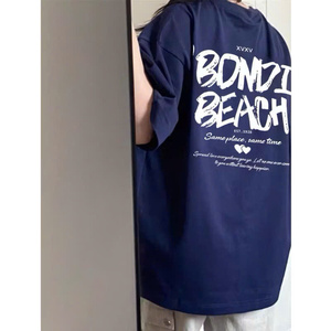 เสื้อยืดแขนสั้นพิมพ์โลโก้ BONDI BEACH สีชมพู ทรงหลวม ใส่ได้ทั้งชายและหญิง ผลิตจากผ้าฝ้าย 100% สำหรับผู้ชายและผู้หญิง ขายส่ง - Product Image 5