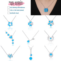 Collier en argent massif 925 sans nickel ni plomb, en forme de Y, avec pendentif cœur en opale synthétique et plusieurs cœurs en zircon cubique, avec chaîne en câble