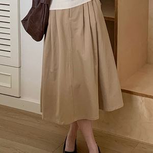 Jupe longue blanche avec poches pour femmes, jupes en coton style A, jupes longues en coton taille haute pour femmes - Product Image 5