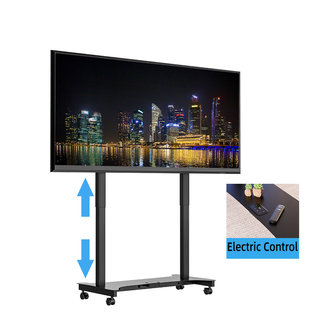 TV Stand Rolling TV Cart Floor Stand with Mount on Lockable Wheels Motorized Height Adjustable Shelf for 65-100 Inch TV Stand