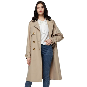 Gabardina original para <span class=keywords><strong>mujer</strong></span>, gabardina larga <span class=keywords><strong>de</strong></span> otoño para <span class=keywords><strong>mujer</strong></span>, gabardina larga negra personalizada - Product Image 3