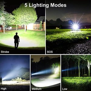 Linterna Táctica Recargable USB de 15 W, Resistente al Agua IP54, 3000 Lúmenes, la Más Potente, LED Portátil con Zoom para Exteriores - Product Image 6