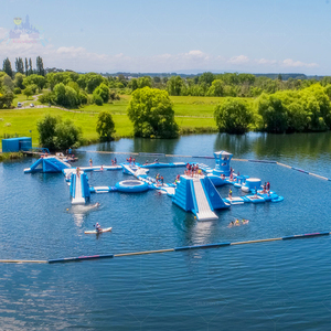 Inflatable công viên nước nổi Aqua trở ngại sân chơi với slide, tấm bạt lò xo và tháp nền tảng cho hồ và khu nghỉ mát vui vẻ - Product Image 1