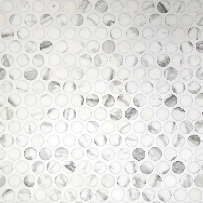 Мозаичная плитка из переработанного стекла Sunwings | В наличии | Белая круглая мраморная мозаичная плитка для стен и пола