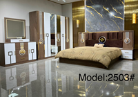 Ensemble de meubles de chambre à coucher en bois moderne, lit king size, armoire, coiffeuse, ensemble complet pour chambre à coucher