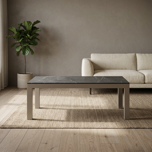 Table basse rectangulaire moderne avec plateau en pierre frittée et pieds en acier inoxydable, design minimaliste pour salon - Product Image 3