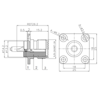 Conector Coaxial Hembra UHF-KF de Alto Rendimiento, Conector UHF con Brida de 4 Orificios, Conector Hembra UHF