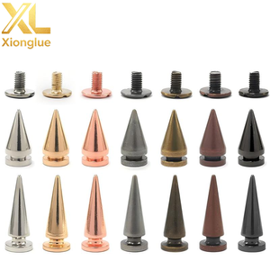 Clous coniques en laiton de haute qualité 10x20mm pour vêtements, style punk, en cuir, pour jeans, rouges/fuchsia/violets - Product Image 2