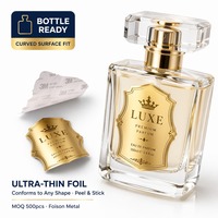 Autocollant Métallique 3D Doré en Relief pour Bouteille de Parfum Personnalisée, Adhésif Puissant, Vente en Gros Direct Usine, Badge Décalcomanie