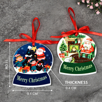 Adornos Colgantes de Cerámica con Diseño de Camión Navideño y Santa Claus, Impresión UV HD Personalizada, 9.1x11.4cm, 0.4cm de Grosor, Estilo Moderno, Ecológico