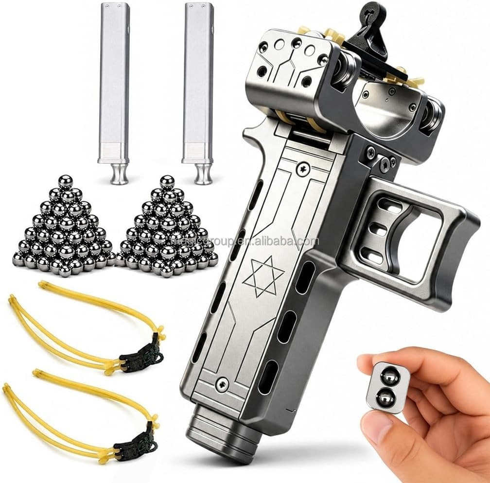 1slingshot+2magazine+200pc steel+2pc rubber
