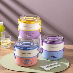 Cute Cartoon Single Tier Leak-proof BPA Free Eco-Friendly Food Container Student <b>Lunch</b> <b>Box</b> Tableware Microwaved Food Jar Handle - Product Image 2