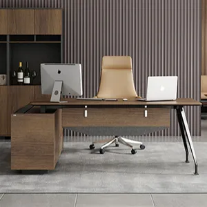 Modern ofis mobilyaları ahşap yönetici ofis masası masa Ceo patron yöneticisi L şekilli yönetici ofis masası