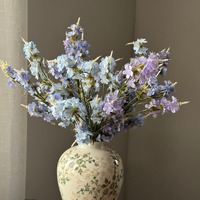 KEWEI 1858 Harga Terjangkau Bunga Sutra 6 Tangkai Delphinium Hyacinth Bunga Artificial untuk Vas Rumah, Rak Pajangan, Dekorasi Floral