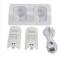 Station de charge Pour Nintend Télécommande Wii Double Chargeur Station D'accueil + 2x2800mAh Batteries