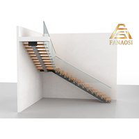 Escalier en acier à tubes carrés robustes, escalier droit sur mesure pour villa avec marches en bois
