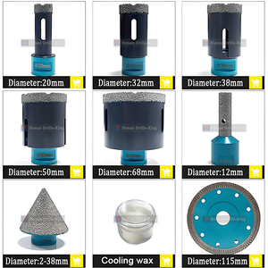 10pcs chân không brazed kim cương lỗ Saw Kit gạch vương miện + phay Bit + chamfer bit + Kim cương lưỡi kim cương lõi khoan bit Bộ - Product Image 5