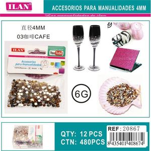 Strass ILAN 4mm colore caffè per artigianato, confezione da 6g - Product Image 1